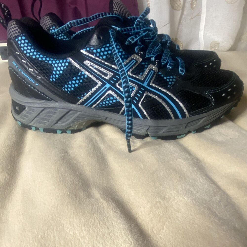 ASICS Gel-Enduro 7 Men's Running Shoes Black Blue Mesh Cushioned Size 8